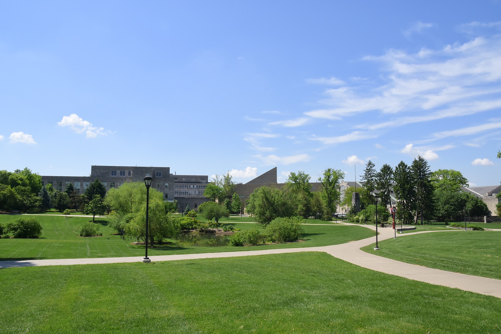 college campus stock photo