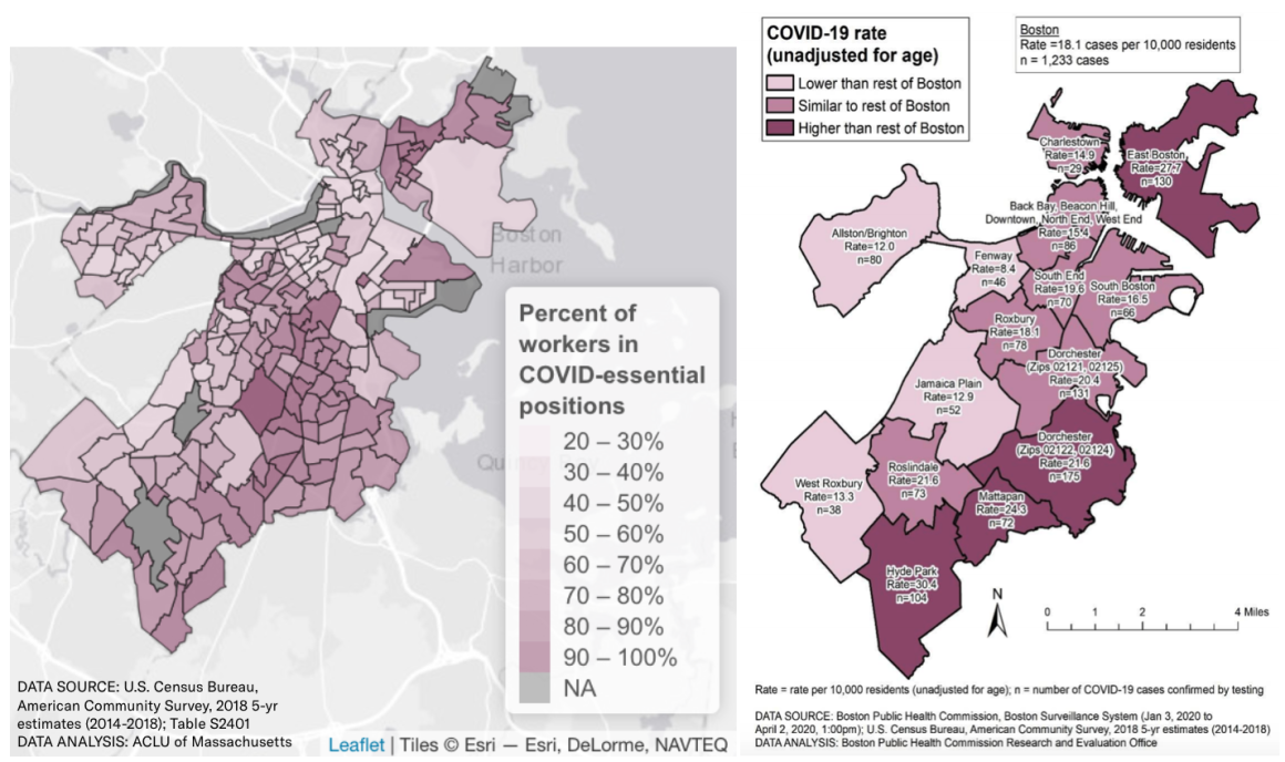 Downtown Boston Zip Code Map Data Show Covid-19 Is Hitting Essential Workers And People Of Color Hardest  | Aclu Massachusetts